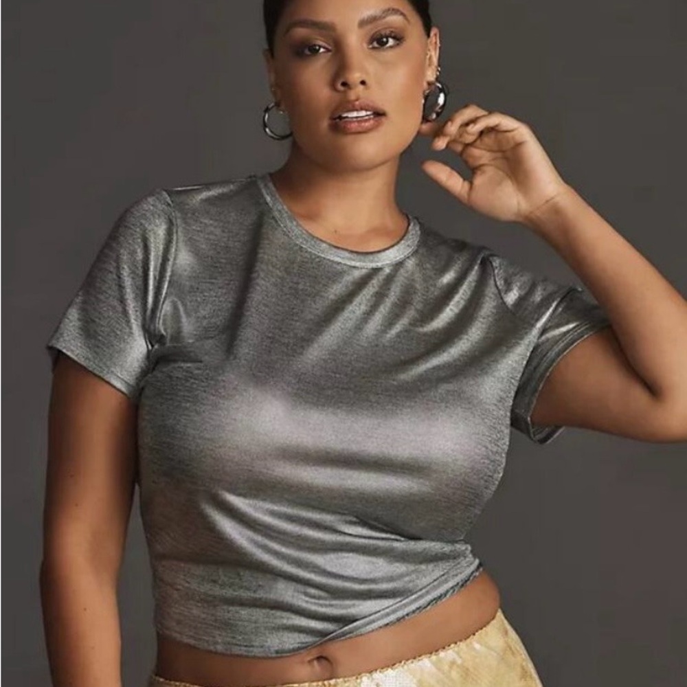 Porridge Metallic Silver Short Sleeve Tee (small)